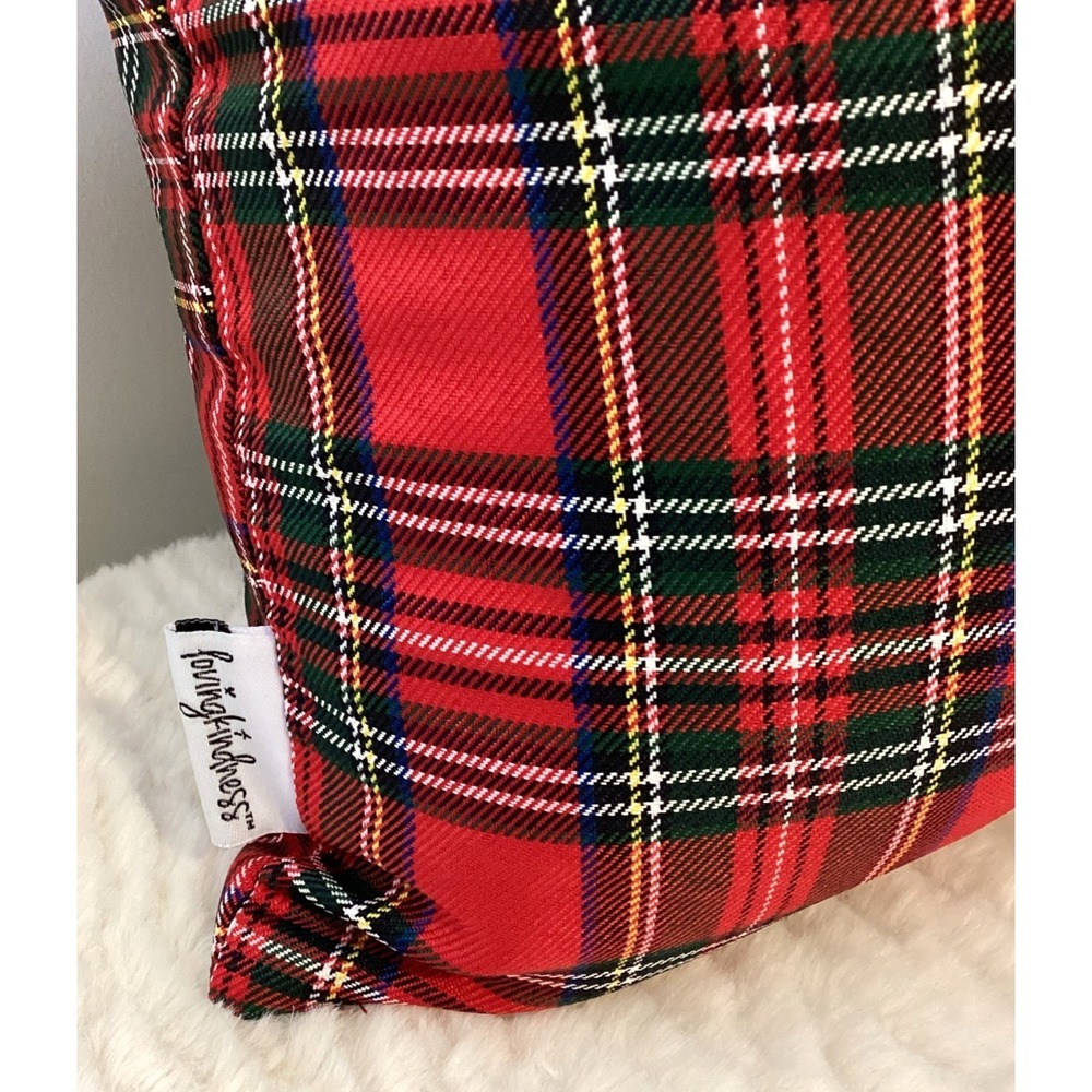 Christmas Dog Throw Pillow Yorkie Terrier Plaid Embroidered LovingKindness - Picture 7 of 11
